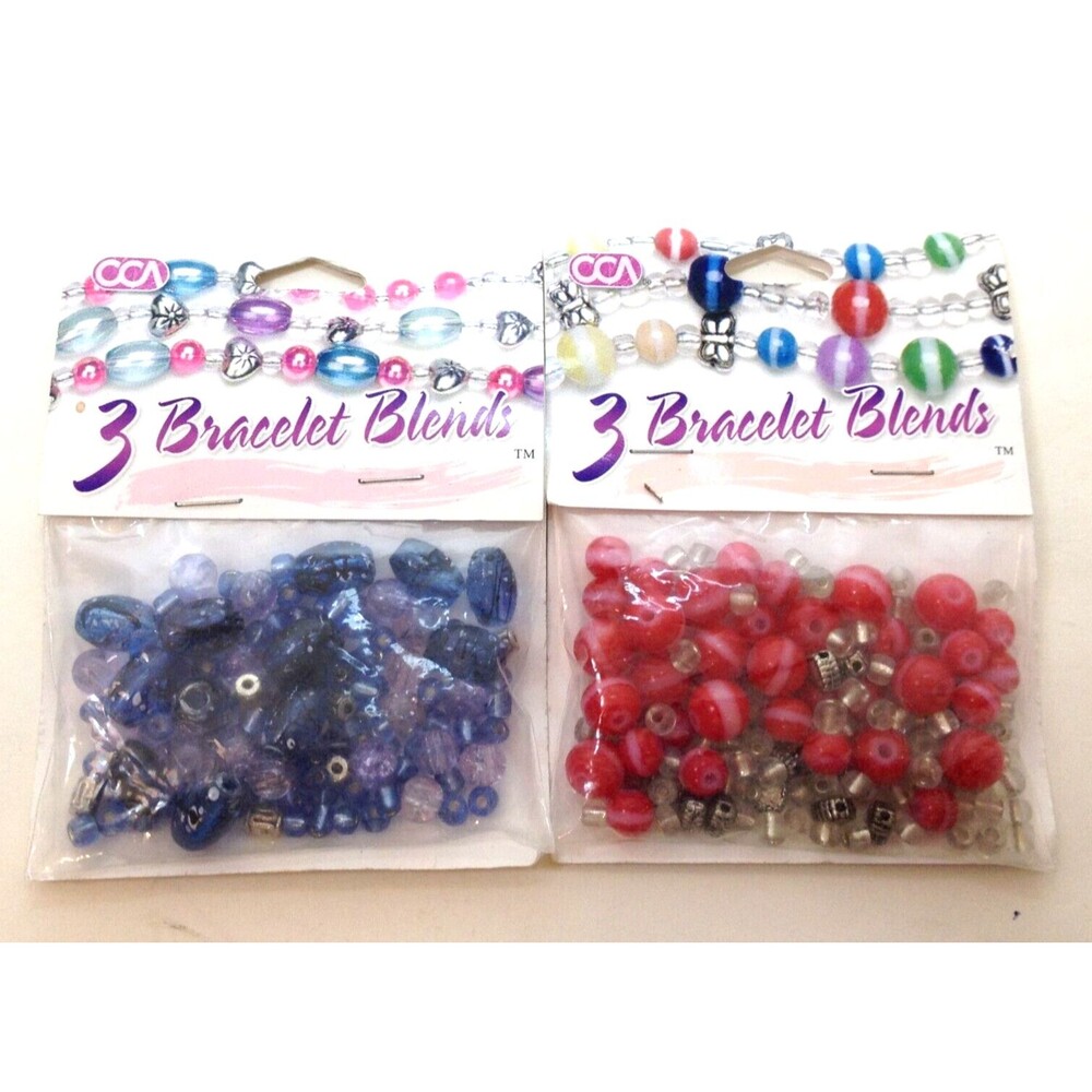 Jewelry Making Bead Sets 2 set of 3 Bracelet Blends Red & Blue by Cousin